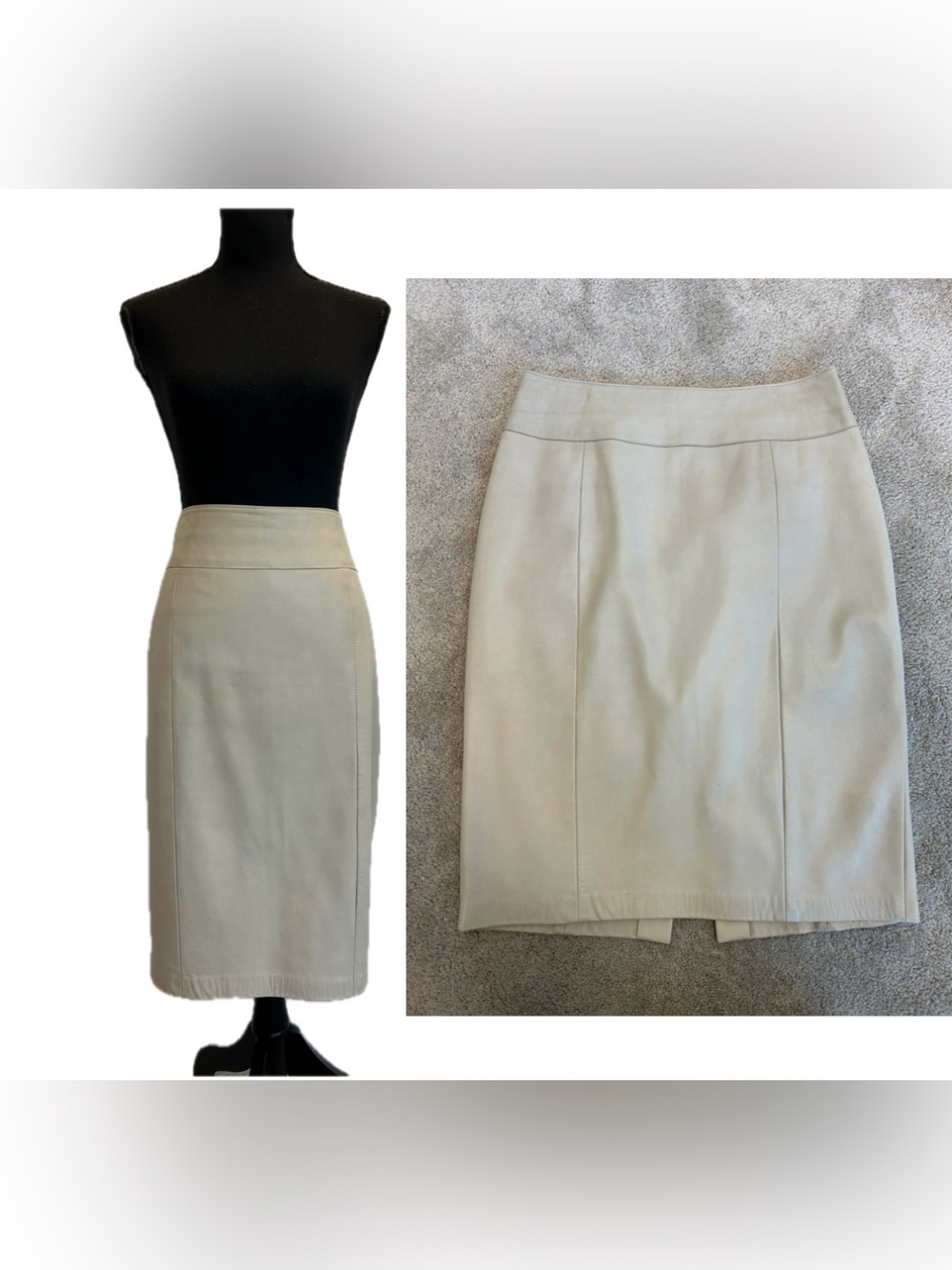 Danier Leather Cream beige leather Pencil Skirt Sz 10